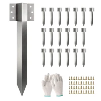 Outsunny 20er-Pack Eisenbahnschwellen-Halterungen, Metall-Garten-Hochbeetpfähle mit Schrauben & Handschuhen(m-12)