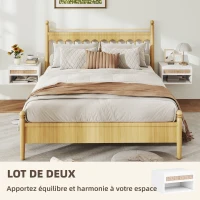 HOMCOM Lot de 2 tables de chevet murales tiroir coulissant, niche, plateau - en bois dim. 40L x 34l x 23H cm(m-4)