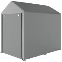 Outsunny Abri de Jardin Imperméable avec 2 Compartiments, Porte Enroulable à Fermeture Éclair, 120x179x165cm, Gris Clair(m-15)