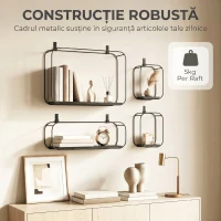 HOMCOM rafturi suspendate perete, rafturi decorative moderne(m-6)