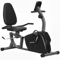 SPORTNOW Vélo d'Appartement Semi-Allongé avec Roues, Résistance Magnétique et Siège Réglable, 132x62x100cm, Noir(m-1)