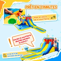 AIYAPLAY Château gonflable avec soufflerie parc aquatique toboggans, trampoline, mur d'escalade, canon, panier de basket(m-7)
