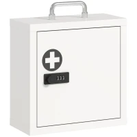 HOMCOM Armadietto medicinali da parete con serratura a combinazione e 2 livelli, bianco(m-1)