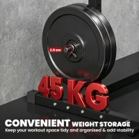 SPORTNOW Power Tower Multifonction Charge 500 kg Largeur Réglable, Barre de Traction, Rack de Squat, 176x106x212cm, Rouge(m-5)