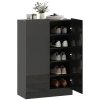 HOMCOM Meuble à chaussures 20 paires armoire à chaussures à haute brillance 5 niveaux étagères réglables 72x34,5x103cm noir(m-12)