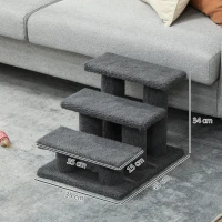 PawHut Escalier pour chat 3 marches Escalier pour animal Escalier pour chat Escalier pour animaux de compagnie 45 x 35 x 34 cm Gris(m-3)