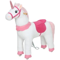 AIYAPLAY Reitpferd für Kinder, Einhorn-Design, Stoffbezug, stabiler Rahmen, sanfte Räder, Schaukelpferd, 3-5 Jahre, Weiß(m-11)