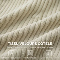 HOMCOM Canapé 2 Places en Velours Côtelé, Canapé de Salon Moderne 170 cm, Assise Large, Coussin à Ressorts, Crème(m-6)