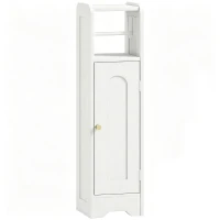 HOMCOM Armario de Baño Estrecho Mueble Auxiliar de Baño con Estante Ajustable y Portarrollos de Papel 21x20x79 cm Blanco(m-1)