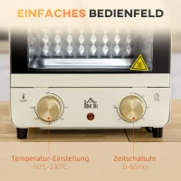 HOMCOM mini-oven 15L, pizzaoven, 1000 W elektrische mini-oven inclusief bakplaatset, kruimelbak, 1 uur Timer, 60-230 ℃, crèmewit(m-7)