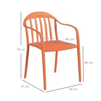 Outsunny Weerbestendige Tuinstoelenset van 4 Kunststof Stapelstoelen met Armleuning en Rugleuning Tot 120 kg Belastbaar(m-3)