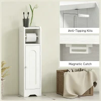HOMCOM Armário de Casa de Banho Estreito Móvel Auxiliar de Casa de Banho 21x20x79 cm com Prateleira Ajustável Suporte para Papel Higiénico Branco(m-8)