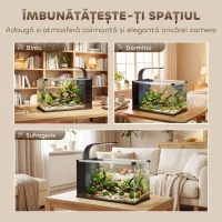 PawHut Acvariu, 24L din Sticlă Securizată cu Filtru, Lumină LED și Pompă de Apă(m-8)