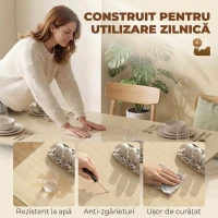 HOMCOM Masă Pliabilă pentru 6 Persoane cu 2 Sertare și 4 Rafturi, Natura(m-7)