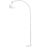 HOMCOM Lámpara de Pie Cabeza Curvada Interruptor de Pie Base de Mármol Pantalla de Plástico Blanco