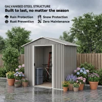 Outsunny 6.5 x 3.5ft Metal Garden Storage Shed - Light Grey(m-4)