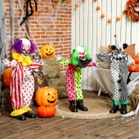 Outsunny Stapelbare Halloween-Animatronics-Clowns mit roten leuchtenden Augen für Indoor-Party-Requisiten(m-8)