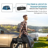 Outsunny Opblaasbare Campingtent 3-6 Personen Outdoor Tunneltent met Zijramen Deur Luchtsteunen 4,4 x 2,8 x 1,95 m Blauw(m-9)