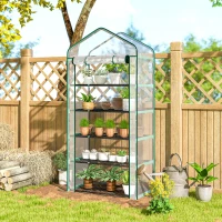 Outsunny Serra a Casetta a 5 Livelli con Ingresso Avvolgibile, in Acciaio e Polietilene, 90x49x193 cm, Trasparente(m-9)