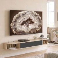 HOMCOM Mueble TV Suspendido Mueble para Televisor de hasta 152,4 cm Cajón Abatible 2 Estantes 140x24x16 cm Madera Natural(m-6)
