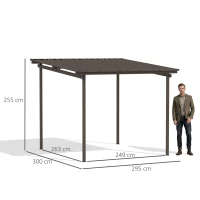 Outsunny 3 x 3(m) Garden Pergola with Waterproof Metal Roof, Lean to Pergola Hardtop Gazebo, Wind-resistant Outdoor Sun Shade, Easy to Assemble(m-3)