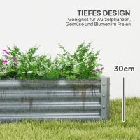 Outsunny Verhoogd Staal Tuinbed, Weerbestendig Plantenbed met Anti-Snijrand,(m-4)
