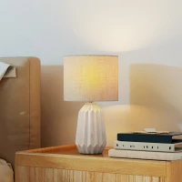 HOMCOM Tafellamp, nachtlamp met linnen kap, tuimelschakelaar, bureaulamp, 22 x 22 x 39 cm, beige(m-8)