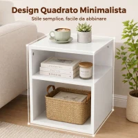 HOMCOM Tavolino Moderno, da Salotto con 3 Ripiani Aperti per Soggiorno, Camera, Studio, Bianco(m-6)