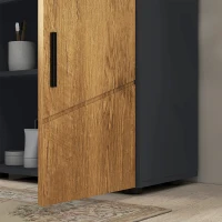 kleankin Mobile Sottolavabo Bagno per Piedistallo con Armadietto 2 Ante, 60x30x60cm, Rovere(m-9)