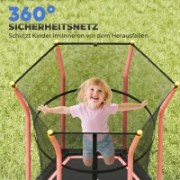 HOMCOM Trampolin für Kinder, 122 x 111 cm, mit Sicherheitsnetz, gepolstert, Stahl, belastbar bis 50 kg, Schwarz & Rot(m-6)