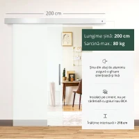 HOMCOM Ușă glisantă din sticlă temperată cu șină silențioasă, 102.5x205cm(m-4)