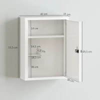 HOMCOM Armario para medicamentos para montaje en pared, armario de baño con cerradura de combinación, puerta y compartimentos, Blanco(m-3)