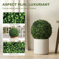 HOMCOM Plante Decorative Artificiale din Buxus cu 682 de Frunze, Rezistente la UV, Înălțime 42 cm(m-6)