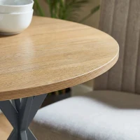 HOMCOM 80cm Industrial Round Dining Table - White Oak(m-9)