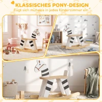 AIYAPLAY Konik na biegunach, bujak dla dzieci z uchwytami i oparciem w kształcie pony dla dzieci 1,5–3 lat Czarny+Biały(m-4)