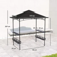 Outsunny 150 x 240cm BBQ Grill Gazebo, with Shelves - Grey(m-3)