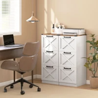 HOMCOM Bürocontainer mit 3 Schubladen, Hängemappen für Letter/A4, Landhausstil, 40x40x101cm, Weiß(m-4)