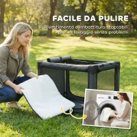 PawHut Trasportino Morbido per Cani e Gatti Pieghevole con Cuscino, Copertura Lavabile, Porte, in Oxford Traspiranti 600D, 76x54x54 cm, Verde(m-6)