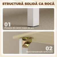 HOMCOM Masă Pliabilă pentru 6 Persoane cu 2 Sertare și 4 Rafturi, Natura(m-6)