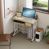 HOMCOM Schreibtisch, Studiertisch mit Tastaturauszug und Schublade, Computertisch für Arbeitszimmer 90x50x100 cm Eiche(m-6)