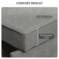 HOMCOM 3 în 1 Canapea Extensibilă 2 Locuri cu Spătar Reglabil pe 3 Poziții, 2 Perne, Material Textil Tip In Gri(m-6)