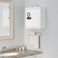 HOMCOM Armadietto medicinali da parete con serratura a combinazione e 2 livelli, bianco(m-6)