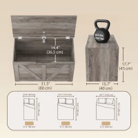 HOMCOM Baúl de Almacenaje 100L con Bisagra de Seguridad Asa con Recorte en U para Recibidor Salón 80x40x45 cm Gris(m-3)