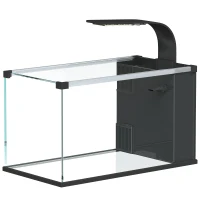 PawHut Acvariu, 24L din Sticlă Securizată cu Filtru, Lumină LED și Pompă de Apă(m-12)