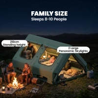 Outsunny Inflatable Camping Tent, 4 Season Hot Tent 10000mm Waterproof with Chimney Opening, Sky Light and Air Pump, Green(m-6)
