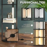 HOMCOM LED Staande Lamp, Hoekplank, Dimbaar, 4 Planken, Warm Wit Licht, 41x30x164cm, Zwart(m-7)