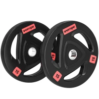 SPORTNOW Juego de 2 Discos de Pesas Olímpicos de 15 kg Agujero 50 mm de Hierro Fundido para Entrenamiento de Fuerza Negro(m-1)