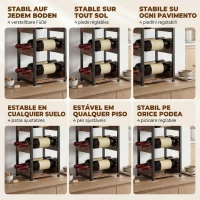 HOMCOM Suport pentru Sticle, Rafturi Ondulate, Picioare Reglabile, Maro Rustic, Negru(m-7)