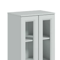 HOMCOM Tall Bathroom Storage Cabinet, 6-Tier Slim Bathroom Cabinet with Adjustable Shelf, 4 Soft-Close Doors, Dusty Blue(m-10)
