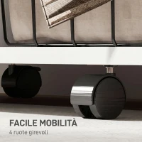 HOMCOM Stand Appendiabiti con 4 Ruote, Ripiani Aperti, Asta per Vestiti, Tende per Guardaroba, per Camera da Letto Soggiorno Corridoio, Bianco(m-5)